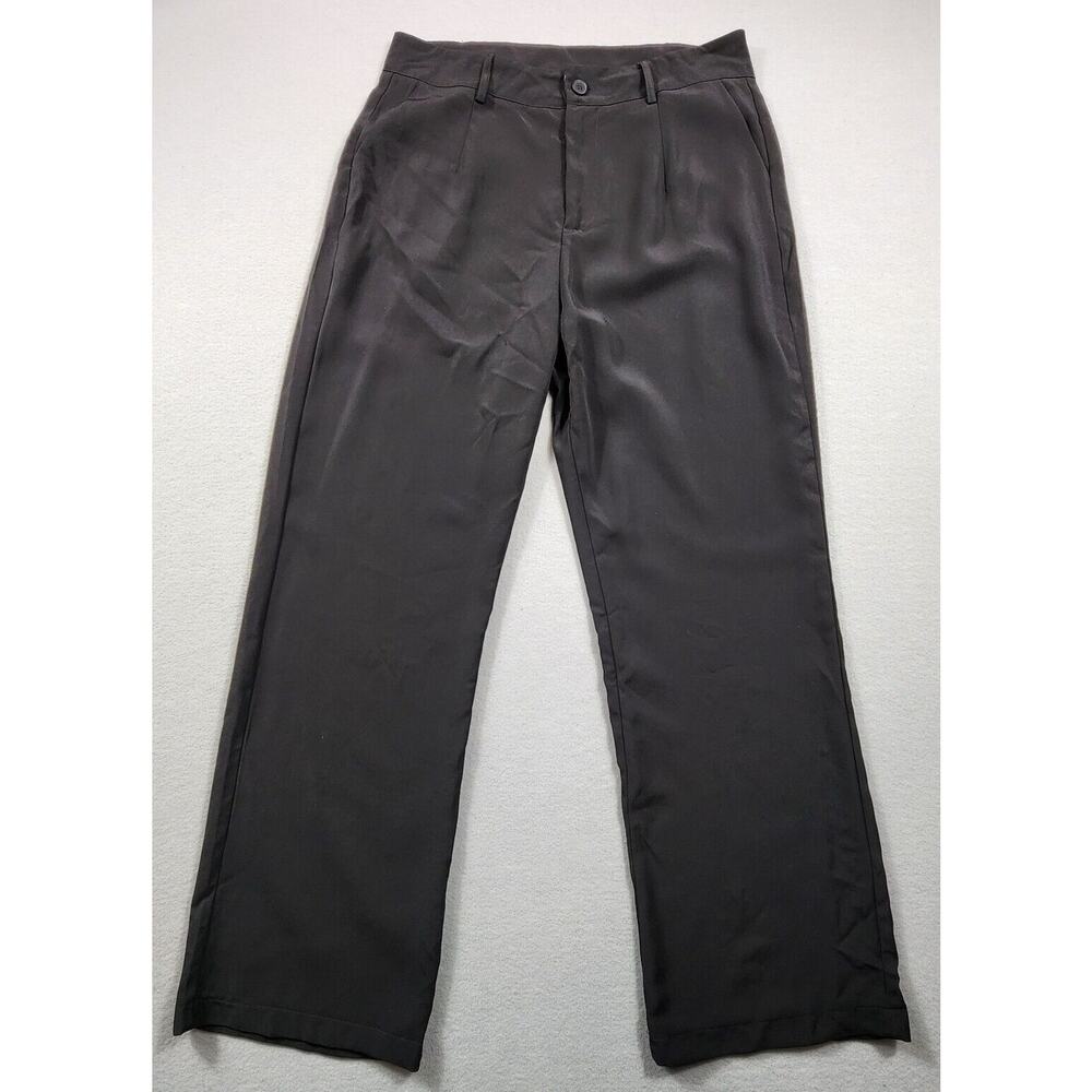 Straight Leg Twill Dress Pants Womens Size Large Black